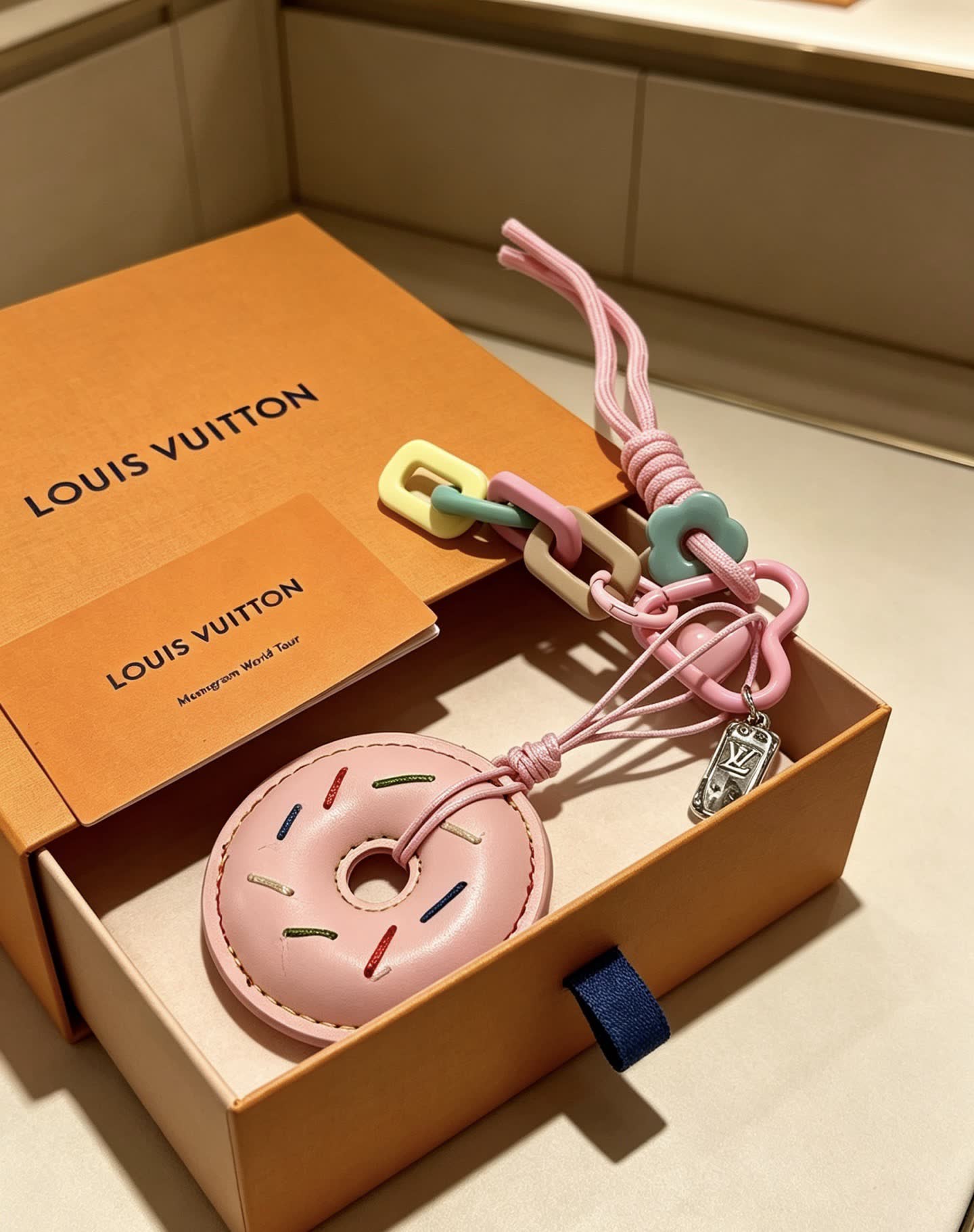 Louis Vuitton Pink Donut Keychain